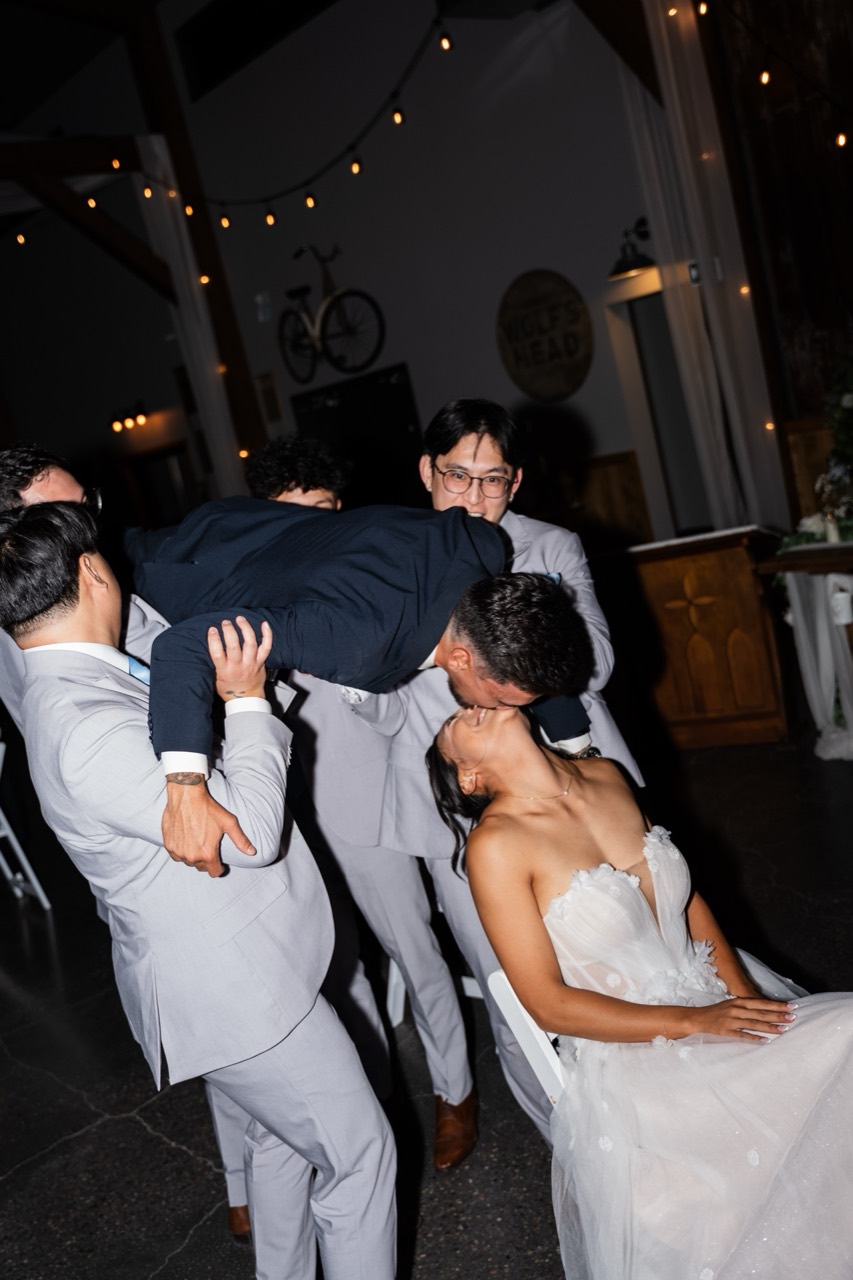 Tender embrace, eyes closed