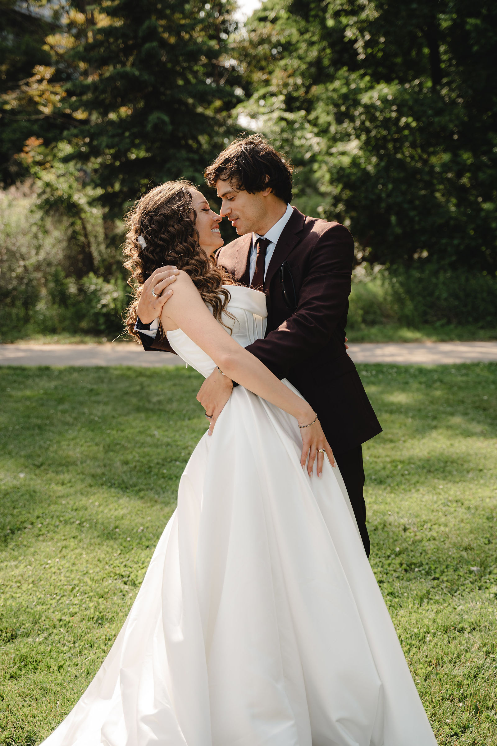 Tender embrace among the greenery