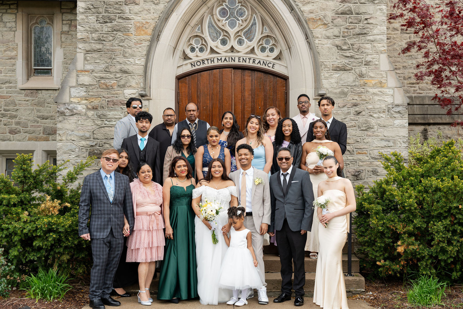 Whole family on the church steps