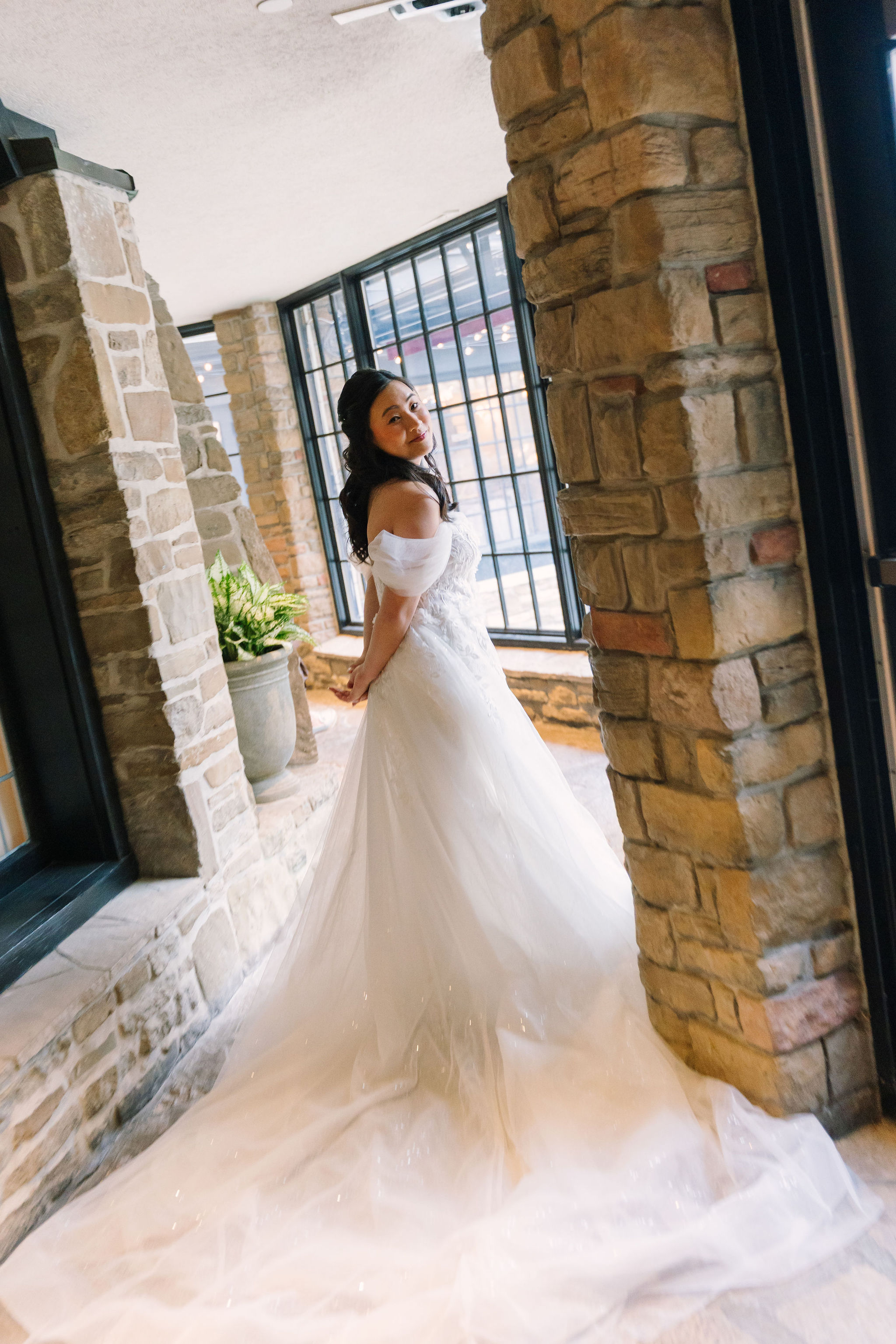 Bride showing the dress