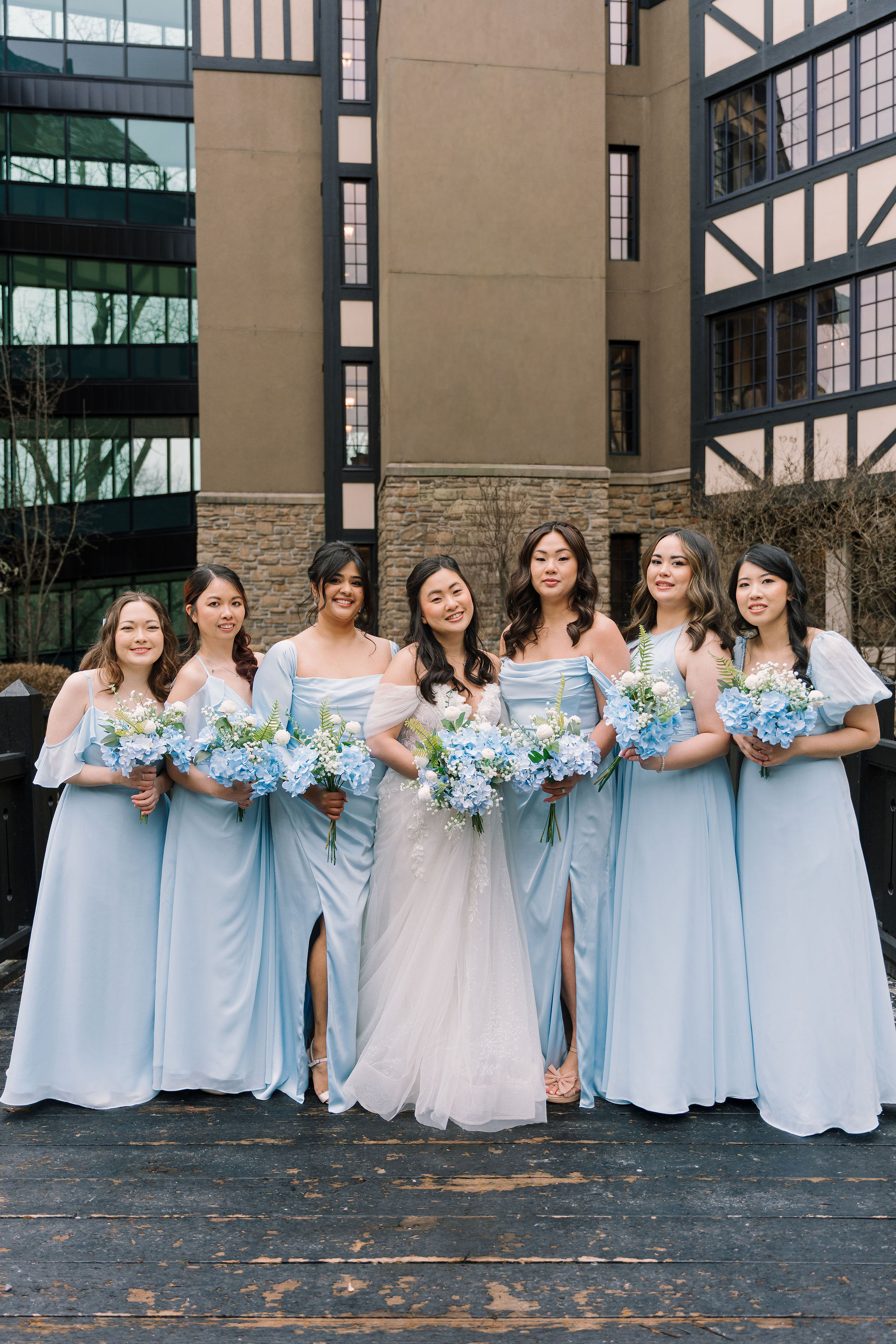 Bride with bridesmaids