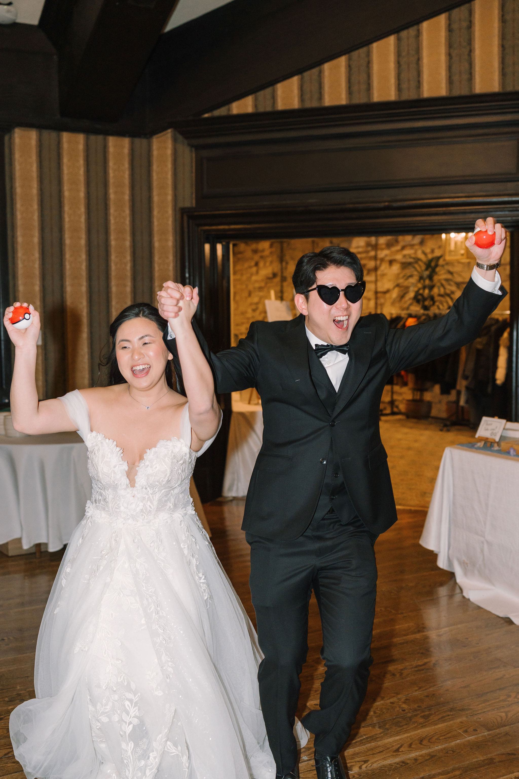 Grand entrance, Pokeballs raised