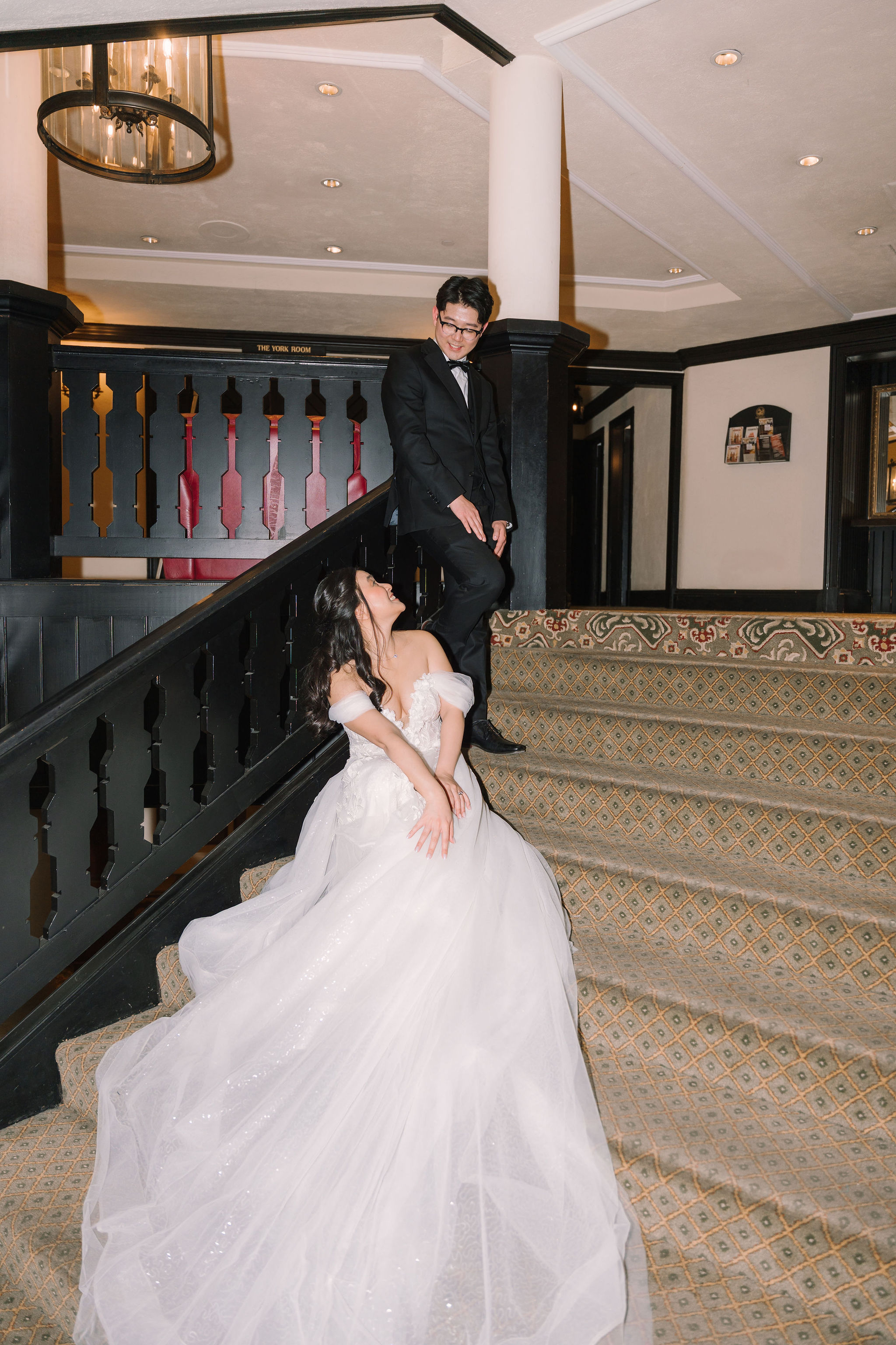 Couple on the grand staircase