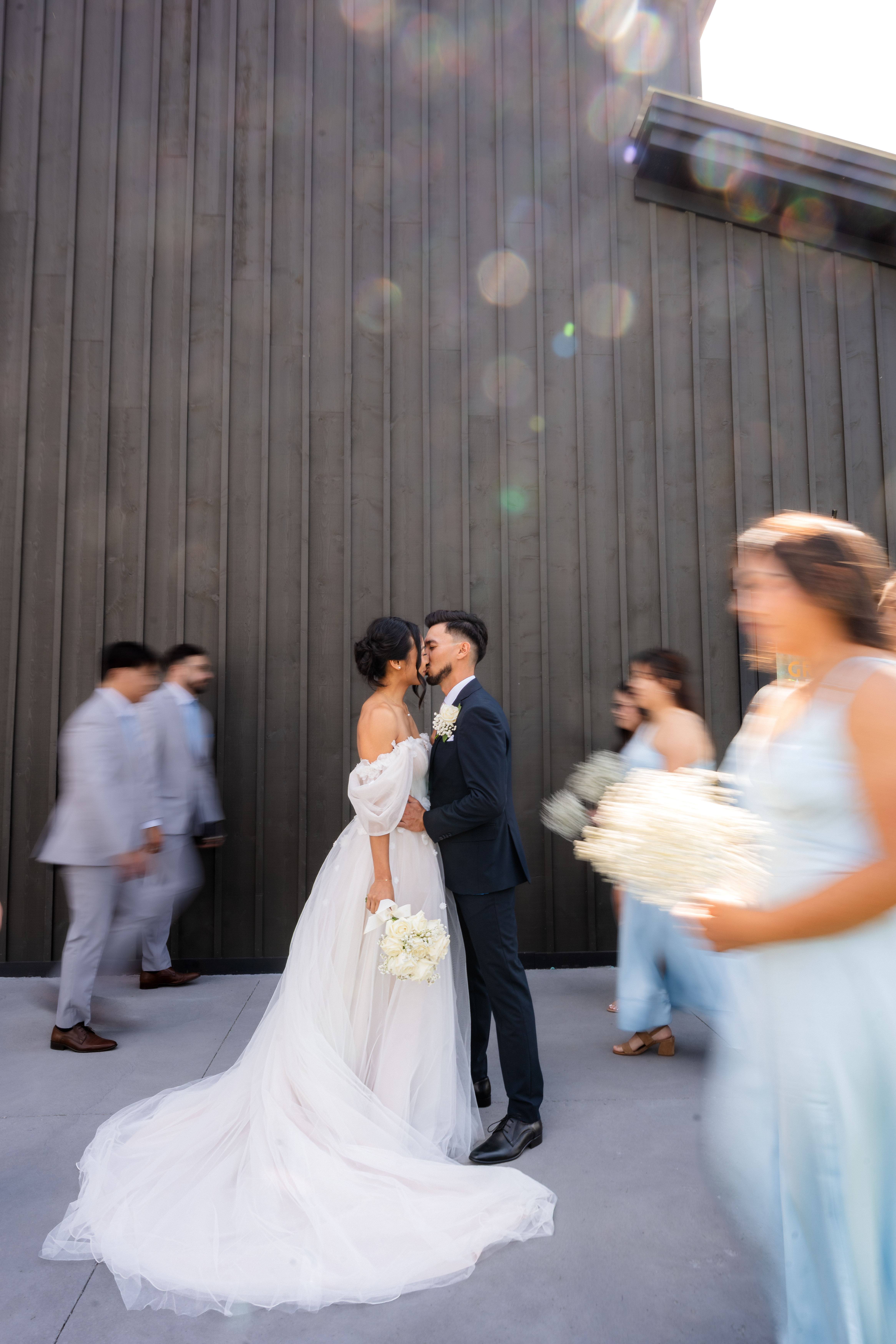 Kiss with sun flare